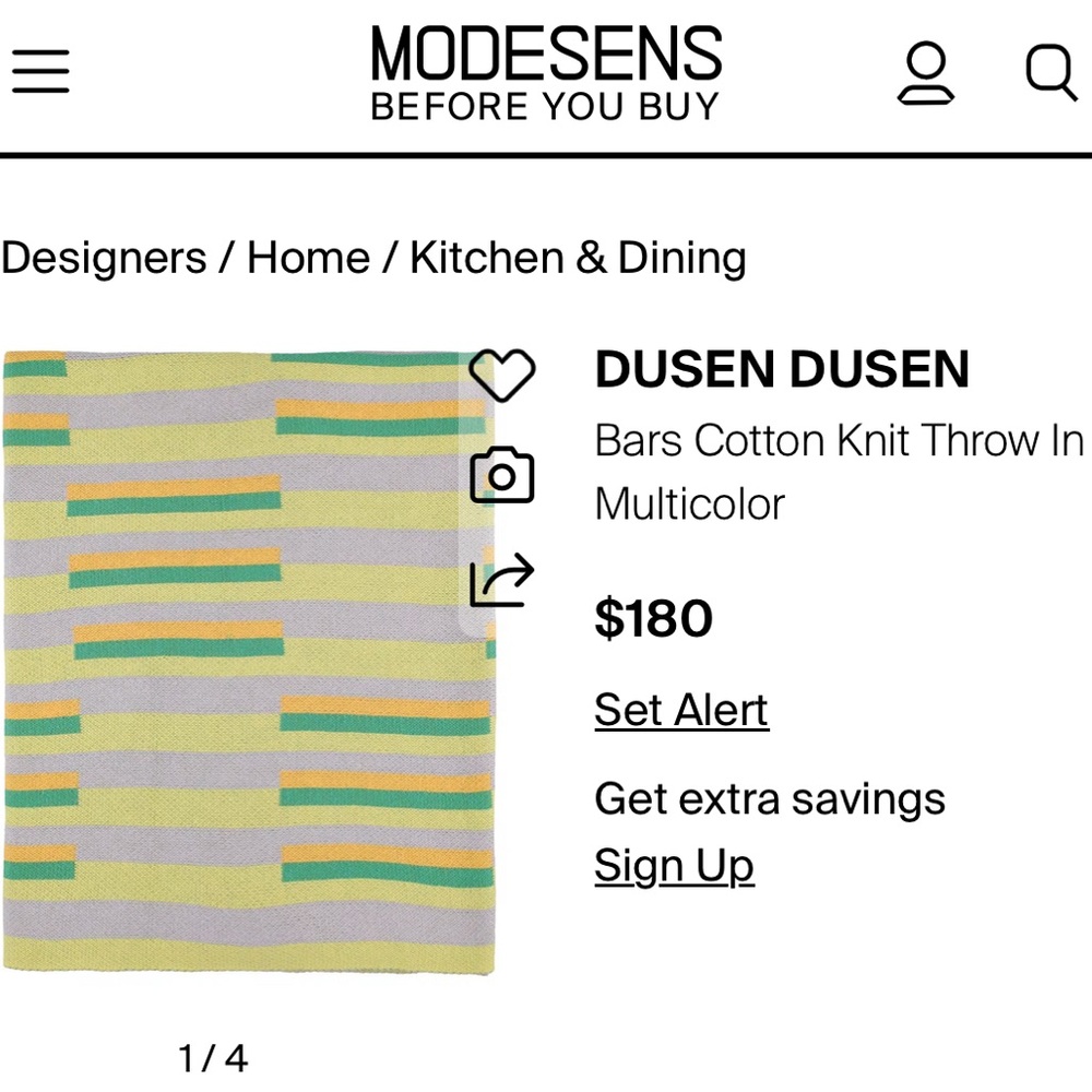 Dusen Dusen BARS Cotton Knit Throw NWOT
